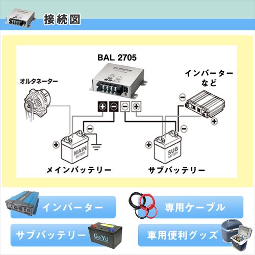 走行充電器 60a 12v 昇圧回路付 アイソレーター Bal 2705