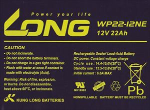 密閉型サイクルバッテリー LONG / sealed型 WP22-12NE / 12V 22Ah