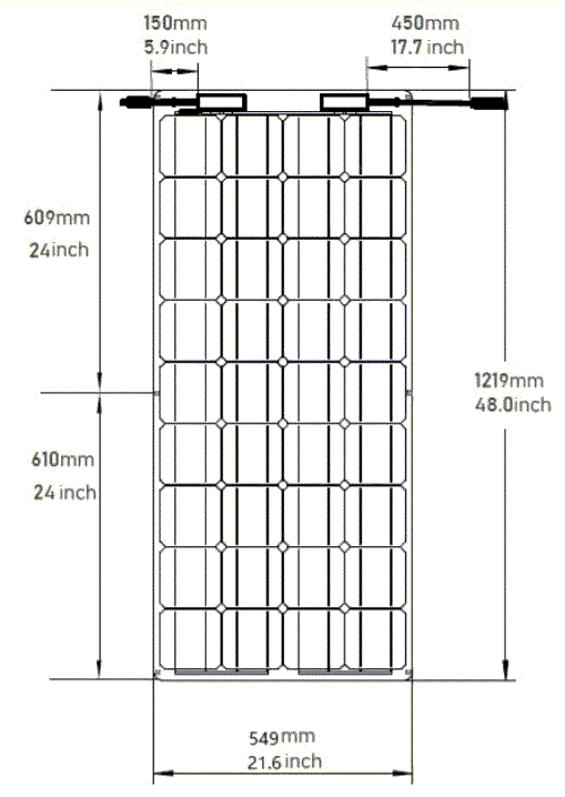 フレキシブル 単結晶 ソーラーパネル/太陽電池 100W - 12V / R-solar